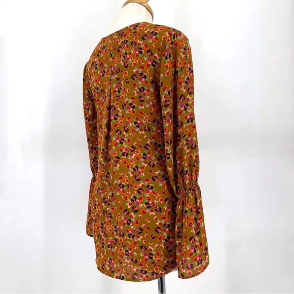 Cabi Burnished Blouse # 4042, Gold Floral Print Long Sleeve Blouse, XS - Picture 9 of 16